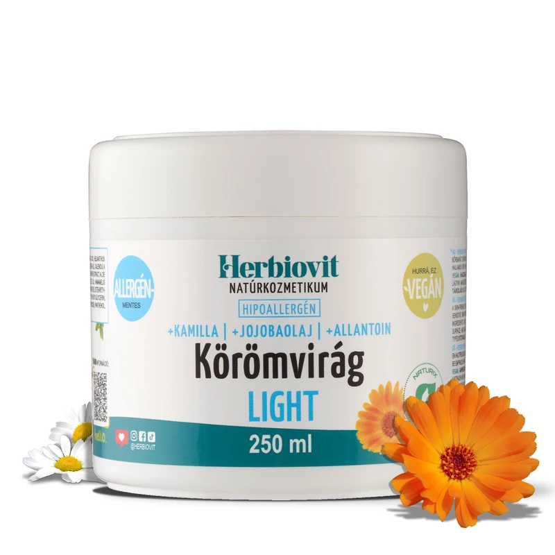 Körömvirág krém LIGHT Hipoallergén a hiperérzékeny bőr ápolására (250 ml)