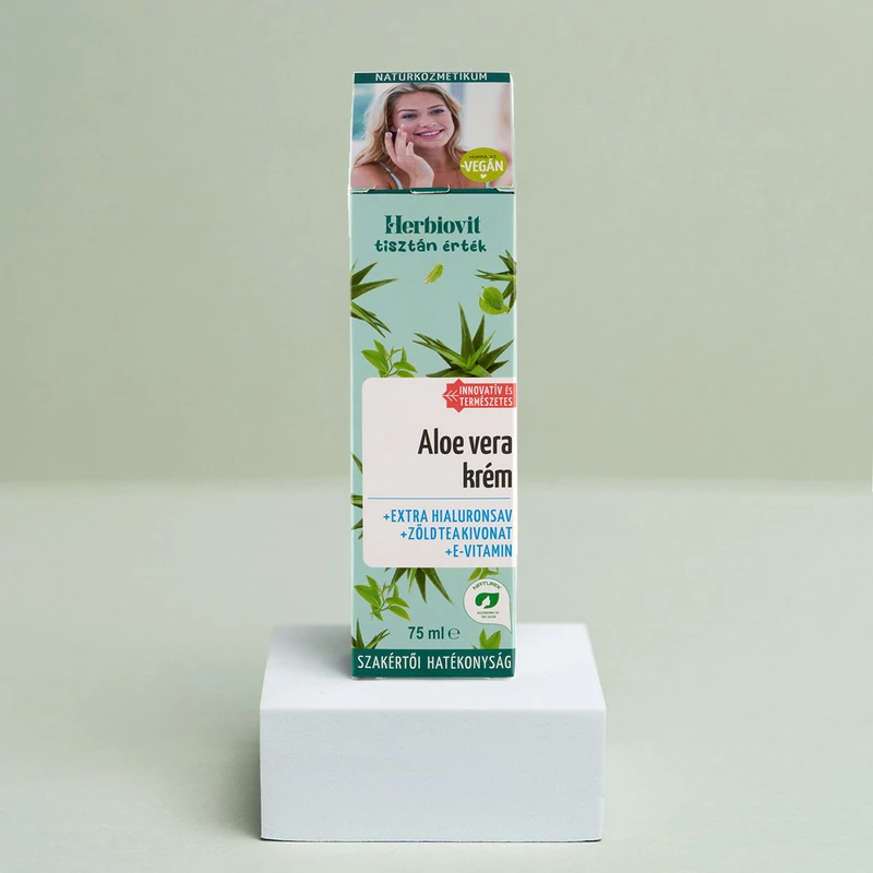 Herbiovit Aloe vera krém tubusban a kéz, arc, test hidratáló ápolására hialuronsavval